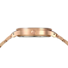 CURREN Elegant Design Women's Watch, Shiny Hands, Minimalist Dial with Adjustable Stainless Steel Band with Butterfly Clasp for Safety, Gold with White, M, Casual