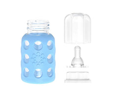 Lifefactory Glass Baby Bottle with Silicone Sleeve 4 Ounce, Set of 2 - Yellow/Sky Blue