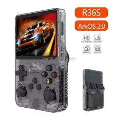 R36S Retro 3.5 Inch IPS Screen Handheld Game Console Open Source Linux System 64GB 15000+ Pocket Video Games Player VS RGB20S (Black)