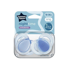 Tommee Tippee Night Time Soothers, Symmetrical Orthodontic Design, BPA-Free Silicone Baglet, Includes Steriliser Box, 18-36m, Pack of 2, Star