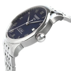 Tissot T0064071104300 T-Classic Le Locle Powermatic 80 39.3 mm Automatic Men's Watch, blue, Bracelet Type, Blue, Bracelet Type