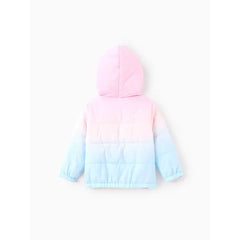 Patpat Disney Frozen Toddler Girl 2pcs Elsa And Anna Gradient/Snowflakes Print Hooded Jacket Coat With Storage Bag multicolor