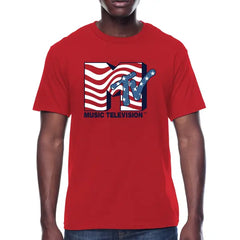 MTV Men's & Big Men's Americana Graphic Crew Neck Patriotic T-Shirt
