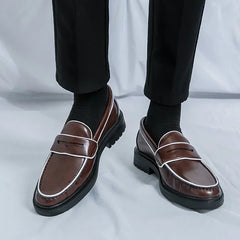 Men's Casual Loafers Slip On Leather Shoes Male Fashion Derby Dress Shoes Driving Shoes Moccasins Classic Penny Loafer Flats