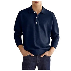 Polo Shirts for Men Turn-Down Collar Long Sleeve Slim Fit Solid Color Summer Sports Business Casual Polo Shirt