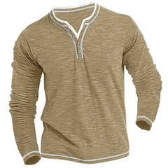 Gephdiin Long Sleeve Shirts for Men Men's T-Shirts Colored Cotton Small V Neck Cardigan Soft Stretch Shirt T Shirt Mens Long Sleeve Tee Shirts Graphic Tees Men