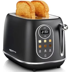 Keenstone 2 Slice Touchscreen Smart Toaster - Stainless Steel Toaster with Wide Slot, 6 Shade Settings, Bagel Function, Removable Crumb Tray