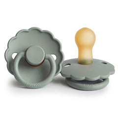 FRIGG Daisy Latex Pacifier 6-18 Months | Soothing Comfort Pacifiers with Click-Lock System | 1 Pack Natural Rubber Soothers | Food Safe with Timeless Elegance — Sage