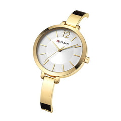 CURREN Original Women's Girls Sports Waterproof Stainless Steel Quartz Wrist Watch 9012 - Gold white