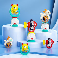 2in1 Highchair Toys & Baby Rattle Toys Rabbit, Mealtime Toys, Teething Relief, Fine Motor Skills, Bright Colors, Sensory Toys, Baby Toys, Teether, Baby Rattle, Animal Rattle, Suction Toys 6M+
