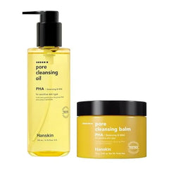 Hanskin PHA Double Clean Duo Pore Cleansing Oil & Cleansing Balm Makeup Remover & Blackhead Care Gentle Deep Cleanser for Sensitive & Combination Skin Korean Skincare