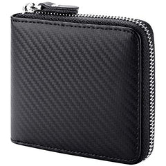 Huztencor Zipper Wallet Men RFID Blocking Leather Bifold Credit Card Wallets (FBA) - Carbon Fiber Black