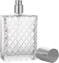Hunky Dory 100ml Empty Clear Glass Delicated Perfume Decant Spray Bottles with Metally Pump and Royal Silver Cap For DIY Perfume, Essential Oils, Rose Water, Travel Use