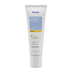 RE' EQUIL Ultra Matte Dry Touch Sunscreen | SPF 50 PA++++ | Water & Sweat Resistant | No White Cast Non-Greasy & Non-Comedogenic | For All Skin Types | 50G