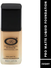 Fashion Colour Pro Matte Liquid Foundation With Full Coverage Waterproof Pro Matte Finish, 30ml (Ivory)