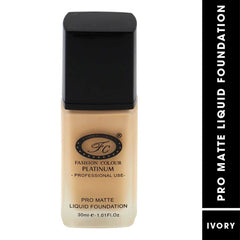 Fashion Colour Pro Matte Liquid Foundation With Full Coverage Waterproof Pro Matte Finish, 30ml (Ivory)