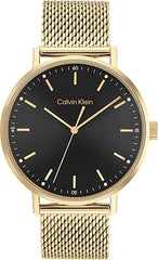 Calvin Klein Modern Mesh Men's Black Dial, Ionic Thin Gold Plated 1 Steel Watch + Calvin Klein Iconic Id, Men's Bracelet
