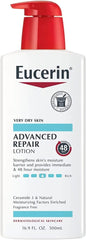 Eucerin Advanced Repair Skin Care Treatment Pack - Body Lotion & Facial Cleanser and Body Wash - 16.9 Oz Bottles (2 Pack)