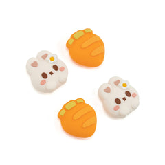GeekShare Cute Silicone Game Console Thumb Grip Caps, Joystick Cover Compatible with Switch/OLED/Switch Lite, 4PCS - Rabbit & Carrot