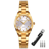 SKMEI Watches for Women Ladies Female Fashion Waterproof Dress Business Stainless Luxury Classic Analog Quartz Simple Wife Girls Gifts Gold Wrist Watch