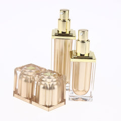 20/40ml Empty Airless Pump Bottle with Lid for Beauty Products Lotion Serum - Golden+Golden, 20ml