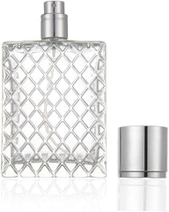 Hunky Dory 100ml Empty Clear Glass Delicated Perfume Decant Spray Bottles with Metally Pump and Royal Silver Cap For DIY Perfume, Essential Oils, Rose Water, Travel Use