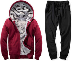 PASOK Men's Casual Tracksuit Full Zip Running Jogging Athletic Sports Jacket and Pants Set - Style 2 Red