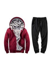 PASOK Men's Casual Tracksuit Full Zip Running Jogging Athletic Sports Jacket and Pants Set - Style 2 Red