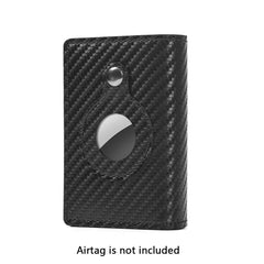 Fermido air tag wallet with double card case, twin carbon fiber wallet, automatic bifold pop up wallet money clip wallet, carbon fiber(duble box)