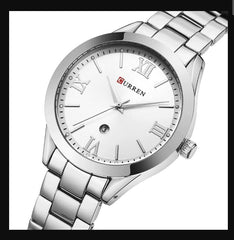 CURREN Ladies Analog Watch Stainless Steel Case Silver Dial Silver Stainless Steel Bracelet - Silver