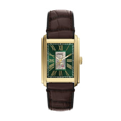 Fossil ME3271 Carraway Automatic Analogue Wrist Watch for Men, 30 mm Case Size, Gold/Brown
