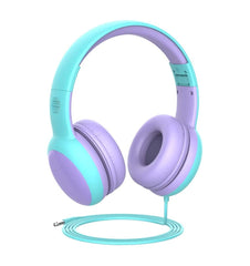 Exrp Kids Headphones with Limited Volume, Children's Headphone Over Ear, Toddler Headphones for Boys and Girls, Wired Headset Earphones for Children (Purple)