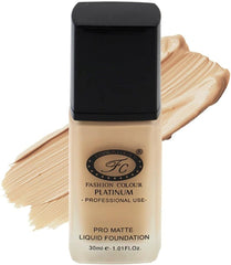 Fashion Colour Pro Matte Liquid Foundation With Full Coverage Waterproof Pro Matte Finish, 30ml (Light Beige)