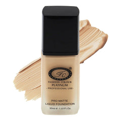 Fashion Colour Pro Matte Liquid Foundation With Full Coverage Waterproof Pro Matte Finish, 30ml (Light Beige)