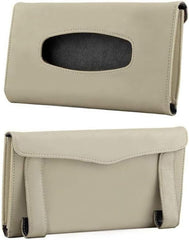 Showay Car Visor Tissue Holder, Leather Napkin Cover, Paper Dispenser For & Backseat, Vehicle(Beige)