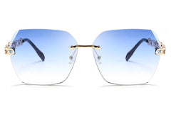 Rimless Sunglasses for Women Metal Square Frame Classic Diamond Grandient lens Eyewear UV Protection Fashion Shades for Women B2567