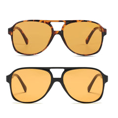 Freckles Mark Vintage Retro 70s Sunglasses for Women Men Classic Large Squared Aviator Frame UV400 Trendy Orange Glasses