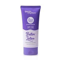 Earth Rhythm Lemon Balm Butter Body Lotion SPF 50 PA+++ | Soothes Skin & UVA & UVB Sun Protection | Body Lotion for winter| for All Skin Type | Men & Women β 200 ml