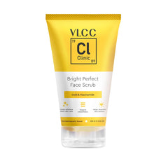 VLCC Clinic Bright Perfect Face Scrub - 100g | Mild Exfoliation | Brightening Face Scrub | Skin Brightening Scrub with 24K Gold Particles and Niacinamide| Smooth Skin Texture