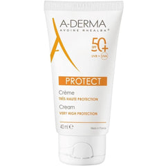 A-Derma Fragrance Free Protect Cream SPF 50+ | Very High Protection, Ideal For Dry Fragile Skin | Water Resistant - 40ml
