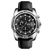 Skmei Sport Watch For Men Analog Leather, sk-9156 - Black