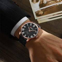 CURREN 8422 Men Quartz Watch Stainless Steel Watche Luxury Business Fashion - BLACK