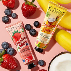 Eveline Cosmetics Regenerating Hand Balm with Strawberry Skin | Infused with Pomegranate, Acai Berries and Shea Butter | With Fast Absorbing Formula | 50ml