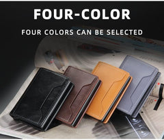 TERRIFI Slim Wallet for Men RFID Smart Front Pocket Minimalist Leather Wallet Antimagnetic Anti Theft Medium Deposit ID Money Bank Card Size Men Gift Brown