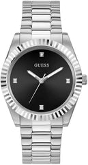 GUESS Stainless Steel Analog Black Dial Men's Watch-Gw0542G1, Band Color:Silver