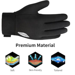 CLENEA Kids Winter Touch Screen Gloves, Waterproof Cold Weather Warm Running Sports Mittens, Full Finger Gloves, Splash Proof and Anti Slip, Skin Friendly, for Aged 8-10 Boy and Girl, Black