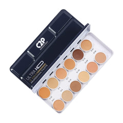 C2P PROFESSIONAL MAKEUP Pro Ultra HD 12 Color Dermashield - Foundation, Contour & Concealer Palette for Face | Offers Full Coverage for Oily Skin - All in 1 palette 42g