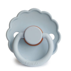 FRIGG Daisy Latex Pacifier 6-18 Months | Soothing Comfort Pacifiers with Click-Lock System | 1 Pack Natural Rubber Soothers | Food Safe with Timeless Elegance — Powder Blue