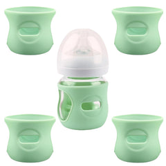 QinSuiKai 4 Pack Silicone Sleeves for Avent Natural Glass Baby Bottles, Anti Breakage Baby Bottle Holder, Compatible with Philips Avent Glass Natural Baby Bottle, BPA Free (Green, 4 OZ)