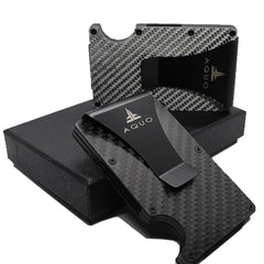 AQUO Money Clip Wallet for Men - Slim Front Pocket Blocking Bifold Credit Card Holder for Men with Gift Box (Black)